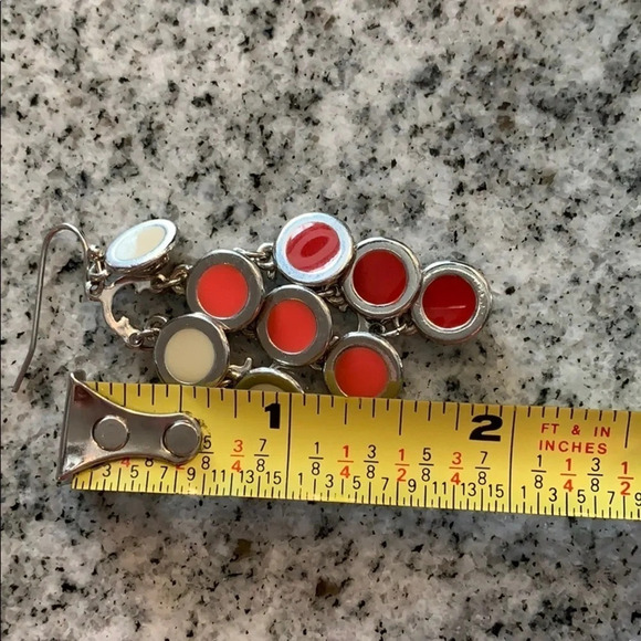 Pink and White Circles Earrings - Picture 6 of 6